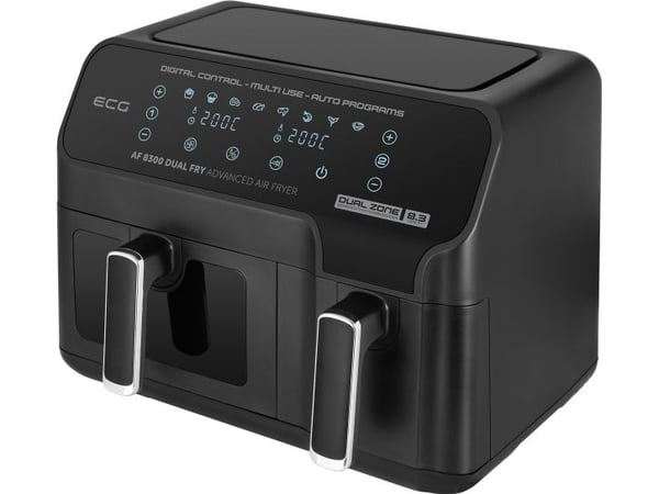 ECG AF 8300, Varmluftsfrityr, 8,3 l, 80 °C, 200 °C, Dobbel, Sort