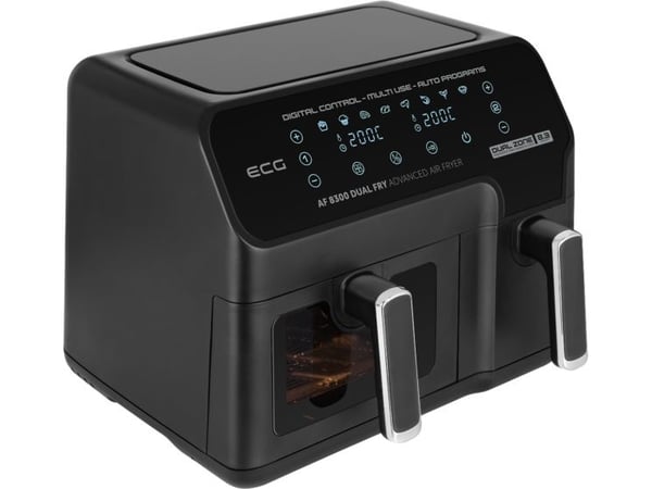 ECG AF 8300, Varmluftsfrityr, 8,3 l, 80 °C, 200 °C, Dobbel, Sort