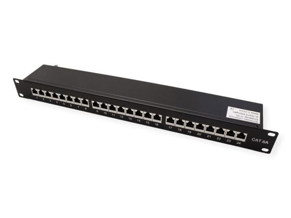 VALUE 19" patchpanel Cat6A/Kl.EA 24 porter skjermet svart - digital/data (26.99.0364)