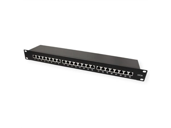 VALUE 19" patchpanel Cat6A/Kl.EA 24 porter skjermet svart - digital/data (26.99.0364)