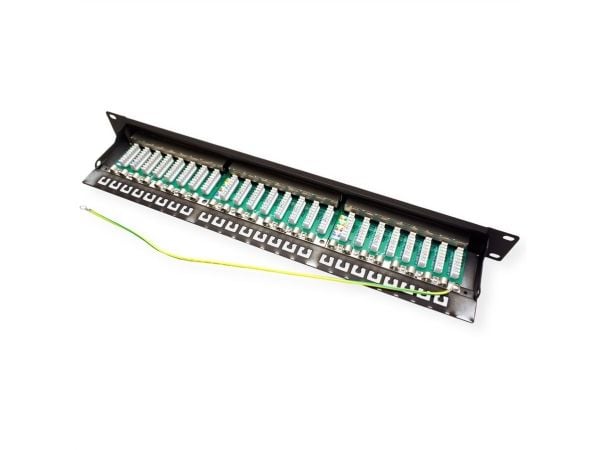 VALUE 19" patchpanel Cat6A/Kl.EA 24 porter skjermet svart - digital/data (26.99.0364)