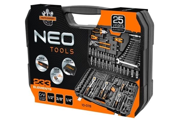 Neo 10-078, Kromvanadiumstål, Sort, Metallisk, 233 verktøy