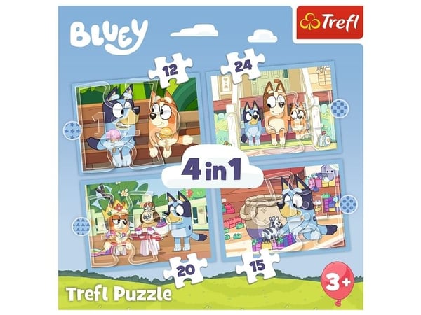 Trefl PUZZLE 4in1 Bluey ja hänen maailmansa 34637