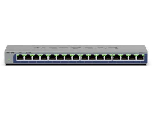 NETGEAR GS116 16 Port Gigabit Desktop Switch - Switch - 16 x 10/100/1000 - skrivbordsmodell