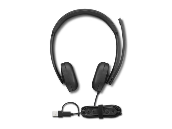 Lenovo 5000 - Hodesett - on-ear - kablet - USB-C - svart - Certified for Microsoft Teams