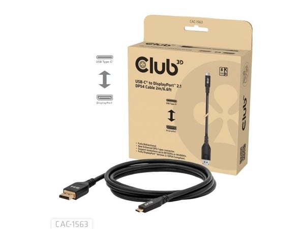 CLUB3D CAC-1563, 2 m, DisplayPort, Hanstik, Hanstik, Hanstik