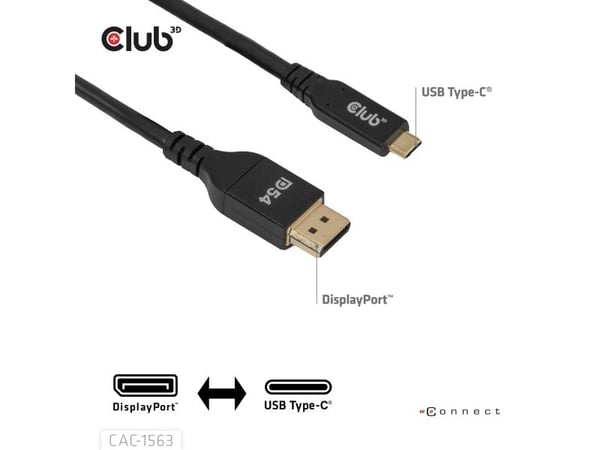 CLUB3D CAC-1563, 2 m, DisplayPort, Hanstik, Hanstik, Hanstik
