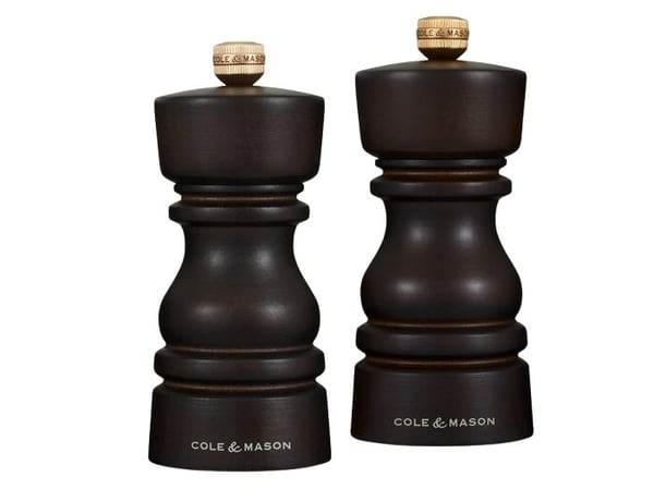 Cole & Mason H233017, Svart, Trä, Rostfritt stål, Trä, Peppar, Salt, Rostfritt stål, 56 mm, 56 mm