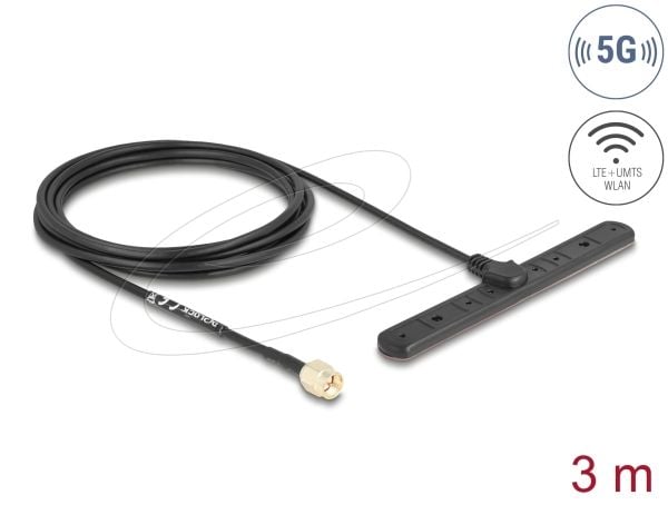 Delock - Antenne - mobiltelefon - 3 dBi - rundtstrålende - klebemontering, innendørs / utendørs