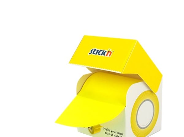 Self-adhesive notes 50mmx10m on roll yellow neon