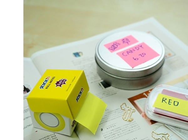 Self-adhesive notes 50mmx10m on roll yellow neon