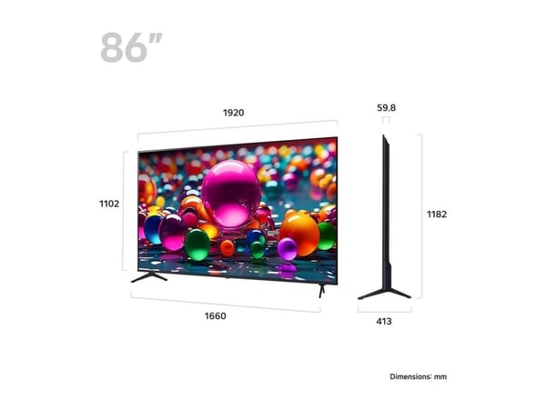LG 86UA75006LA - 86" Diagonalklasse UA75 Series LED-bakgrunnsbelyst LCD TV - Smart TV - webOS, ThinQ AI - 4K UHD (2160p) 3840 x 2160 - HDR - Direct...