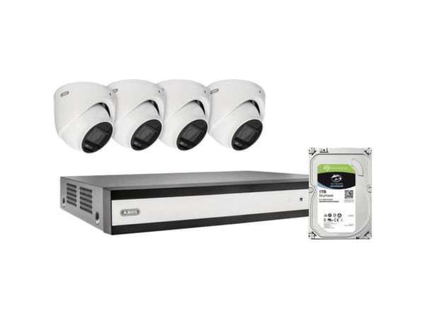 ABUS Security-Center TVVR33843D komplett sett med 4 analoge mini-dome-kameraer + opptaker (TVVR33843D)