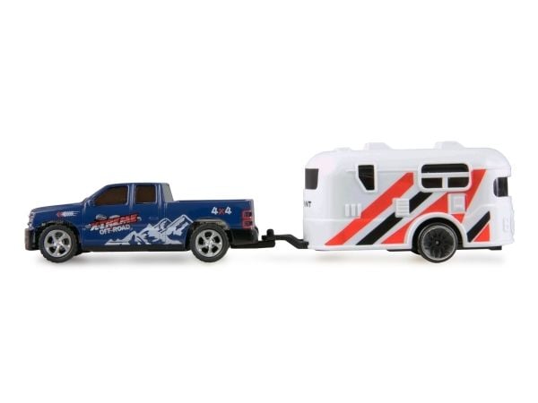 Amewi RC Pickup Die Cast med campingvogn 1:64 RTR blå 6+