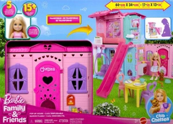 Mattel Club Chelsea Pop-Up House + tillbehör (JFW49)
