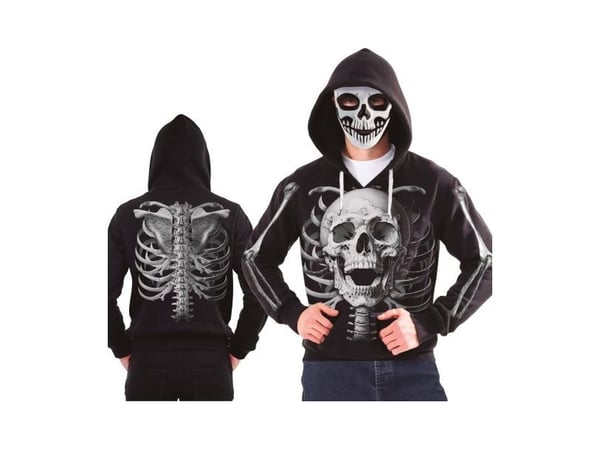 Skelet hoodie med maske