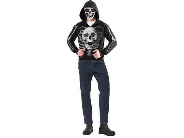 Skelet hoodie med maske