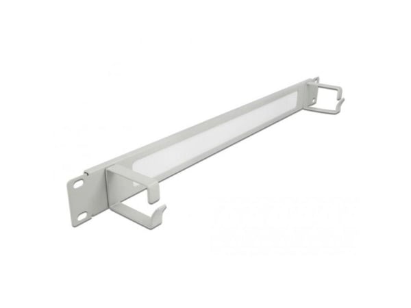 Delock Cable Management Brush Strip with 2 hooks - Styringspanel for rackkabler med børste - grå - 1U - 19"
