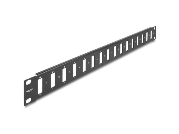 Delock - Pluggbord (blankt) - with screw connection - rackmonterbar - svart - 1U - 19" - 16 porter