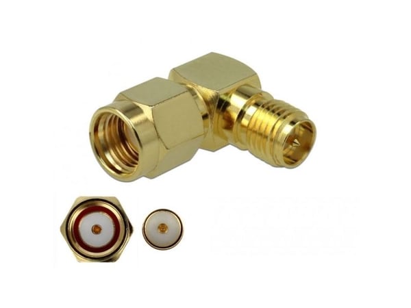 Delock - Antenneadapter - RP-SMA (R) vinklet til RP-SMA (P) rett