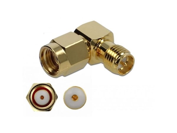 Delock - Antenneadapter - RP-SMA plugg til RP-SMA beholder - vinklet