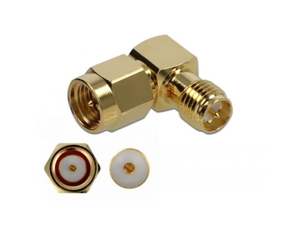 Delock - Antenneadapter - SMA plugg til RP-SMA beholder - vinklet