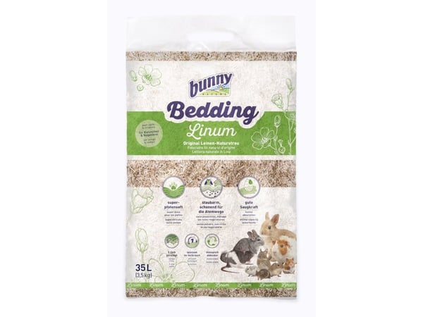 Bunny Nature Bunny Bedding Linum, 35 l, Linfiber, Gerbil, Hamster, Mus, Kanin, Rotte, 3,5 g, Polybag