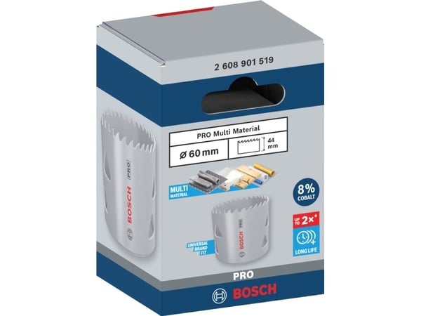 Bosch PRO Multi Material, Enkelt, Bor, Gips, Metall, Ikke-jernholdig metall, Plast, Mykt treverk, Grått, Koboltstål, Koboltlegert høyhastighetsstål...