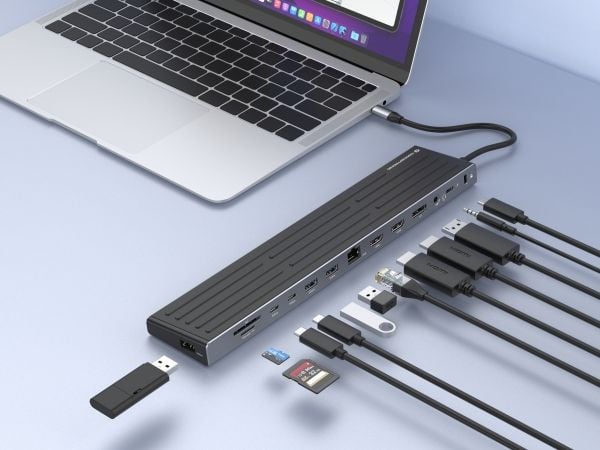 Conceptronic DONN32B, Koblet med ledninger (ikke trådløs), USB 3.2 Gen 1 (3.1 Gen 1) Type-C, 100 W, 3,5 mm, 10,100,1000 Mbit/s, IEEE 802.3ab