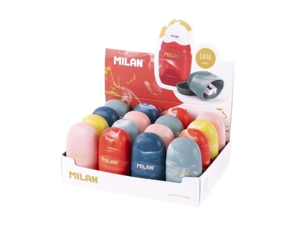 MILAN Lava Capsule Blyantspidser og Viskelæder 16 stk. display