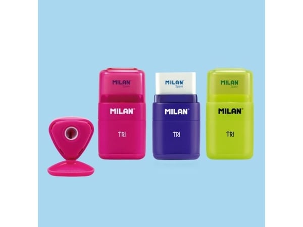 Milan 4700116, Manuell blyantspisser, Blå, Rosa, Gul, Stål, Displayboks, 132 mm, 120 mm