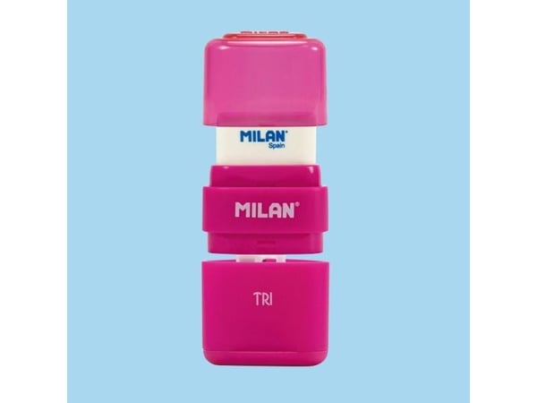 Milan 4700116, Manuell blyantspisser, Blå, Rosa, Gul, Stål, Displayboks, 132 mm, 120 mm