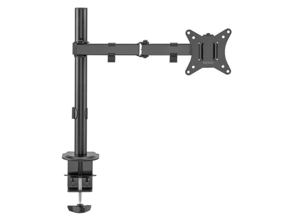 Deltaco Single Desk mount, tilt, swivel, rotate, 13-32" 9 kg, 75 x 75 mm, 100 x 100 mm, -45 - 45°, -90 - 90°, 360°, musta