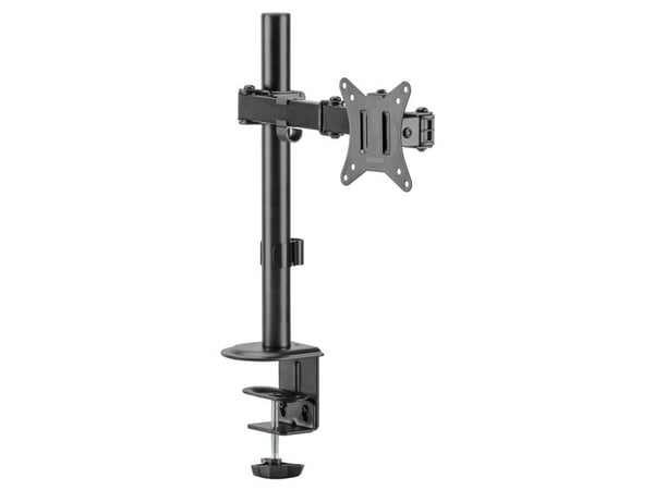 Deltaco Single Desk mount, tilt, swivel, rotate, 13-32" 9 kg, 75 x 75 mm, 100 x 100 mm, -45 - 45°, -90 - 90°, 360°, musta