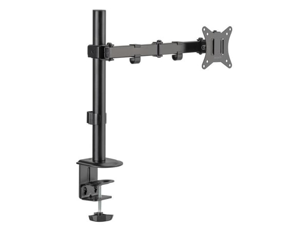 Deltaco Single Desk mount, tilt, swivel, rotate, 13-32" 9 kg, 75 x 75 mm, 100 x 100 mm, -45 - 45°, -90 - 90°, 360°, musta