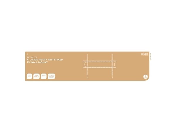 DELTACO - Monteringssett (veggmontering) - robust - for buet / flatt panel - fast, opptil 120 kg - svart - skjermstørrelse: 60"-120"