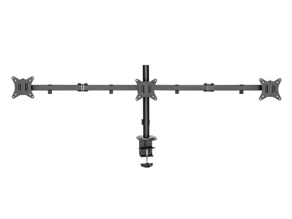 DELTACO - Monteringssett (montering) - justerbare armer - for 3 LCD-skjermer - rotere, tilte, svive, opptil 7 kg - svart - skjermstørrelse: 13"-27"...