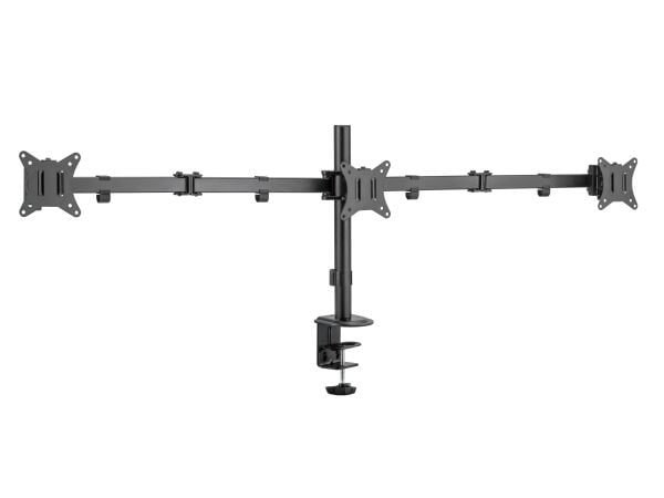 DELTACO - Monteringssett (montering) - justerbare armer - for 3 LCD-skjermer - rotere, tilte, svive, opptil 7 kg - svart - skjermstørrelse: 13"-27"...