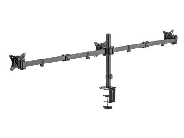 DELTACO - Monteringssett (montering) - justerbare armer - for 3 LCD-skjermer - rotere, tilte, svive, opptil 7 kg - svart - skjermstørrelse: 13"-27"...