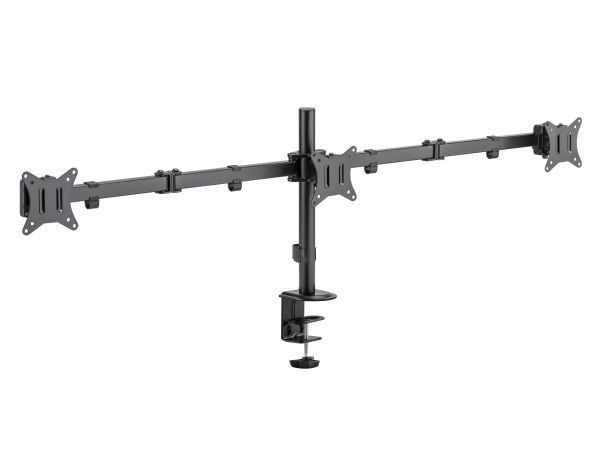DELTACO - Monteringssett (montering) - justerbare armer - for 3 LCD-skjermer - rotere, tilte, svive, opptil 7 kg - svart - skjermstørrelse: 13"-27"...