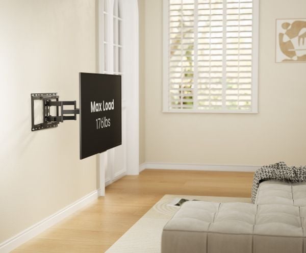 DELTACO Office - Monteringssett (veggmontering) - full bevegelse - for LCD TV / kurvet LCD TV - tungt belastet, 80 kg - svart - skjermstørrelse: 37...