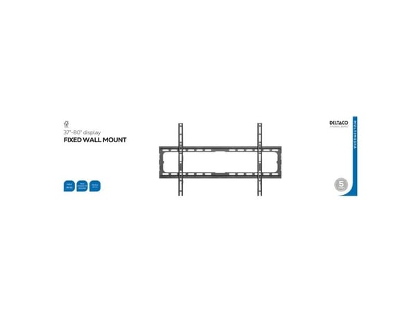 DELTACO - Monteringssett (veggmontering) - fast - for flatpanel - opptil 45 kg - svart - skjermstørrelse: 37"-80"