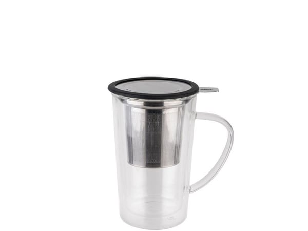 GEFU MIRA, Single/enkelt, 0,235 l, Sort, Gjennomsiktig, Glass, Silikon, Rustfritt stål, Kopp, Te