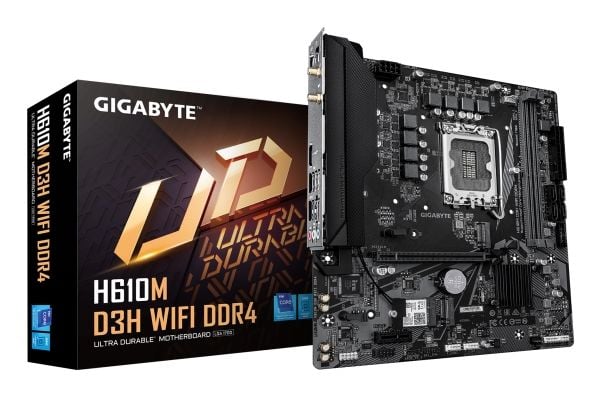 Gigabyte H610M D3H WIFI DDR4 - Hovedkort - micro ATX - LGA1700-sokkel - H610 Chipset - USB 3.2 Gen 1 - Gigabit LAN, Wi-Fi, Bluetooth - innbygd graf...