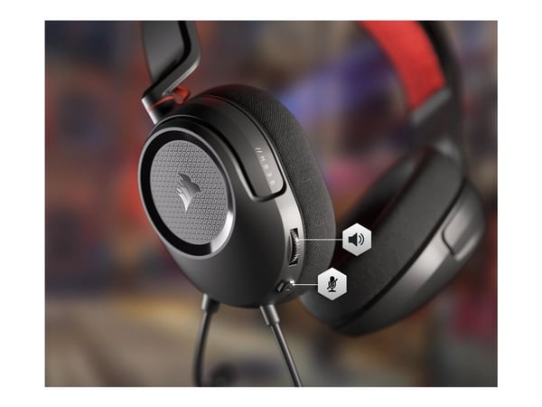 CORSAIR Gaming HS35 v2 - Hodesett - full størrelse - kablet - 3,5 mm jakk - rød