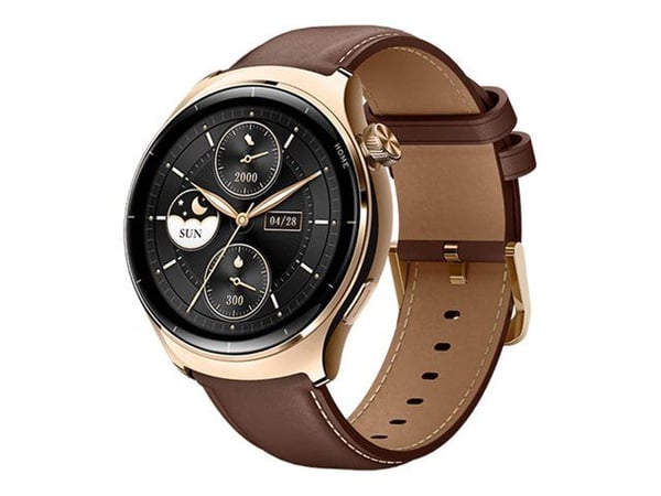 Mibro Lite 3 Pro - Smartklokke med stropp - lær - håndleddstørrelse: inntil 246 mm - display 1.32" - Bluetooth, NFC - 57.15 g - rosagull