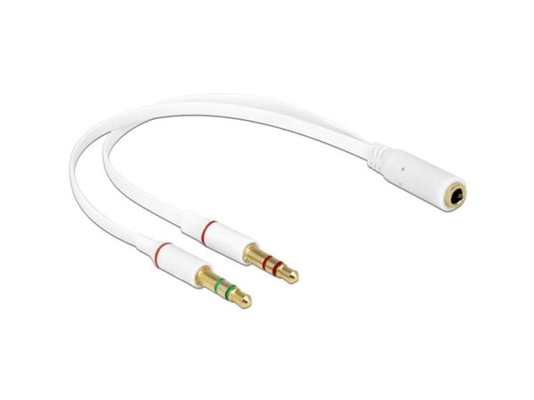 Delock - Hodesettadapter - mini-phone stereo 3.5 mm hann til 4-polsminijakk hunn - 20 cm - hvit