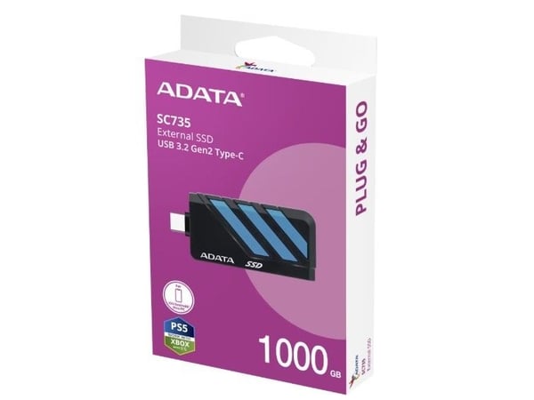 Ekstern SSD ADATA SC735 1TB, svart/blå (SC735-1000G-CCBK/BU)