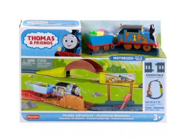 Fisher Price Thomas and Friends Mud Adventure Thomas's Set lokomotyvas su pavara + vikšrais