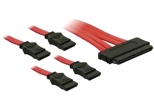 DeLOCK Cable SAS 32pin to 4x SATA, Punainen, 0,5 m, SAS 32pin/4x SATA 7pin